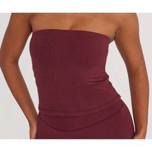 BAIR by Bria Midi Sculpt Bandeau Yoga Luxe Tube Top Merlot Womens Size Small
